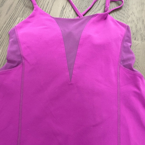 Lululemon Fuchsia Athletic Compression Mesh Cross Back Tank Top Size 8 - Picture 2 of 6